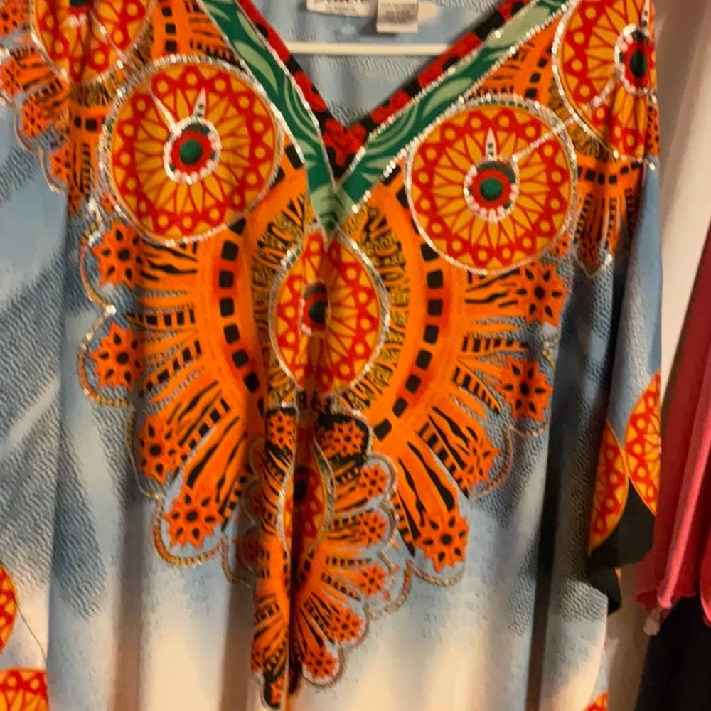 Orange Full Length Polyester Caftan - image 6